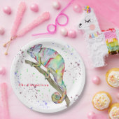 Waterverf grappige kameleon papieren bordje (Feest)