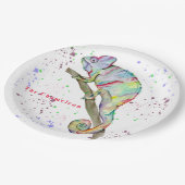 Waterverf grappige kameleon papieren bordje (Gekanteld)