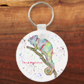 Waterverf grappige kameleon sleutelhanger (Voorkant)