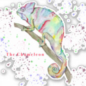 Waterverf grappige kameleon sticker (Voorkant)