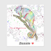 Waterverf grappige kameleon sticker (Vel)