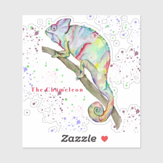 Waterverf grappige kameleon sticker (Vel)
