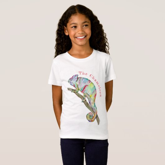 Waterverf grappige kameleon t-shirt (Voorkant volledig)