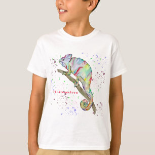 Waterverf grappige kameleon t-shirt