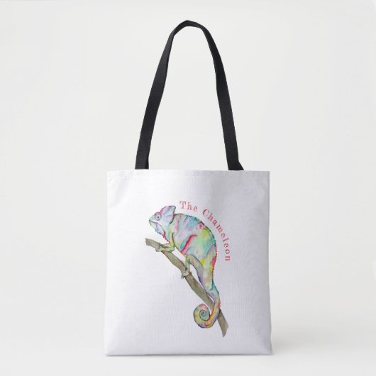 Waterverf grappige kameleon tote bag (Voorkant)