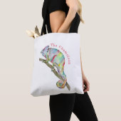 Waterverf grappige kameleon tote bag (Dichtbij)