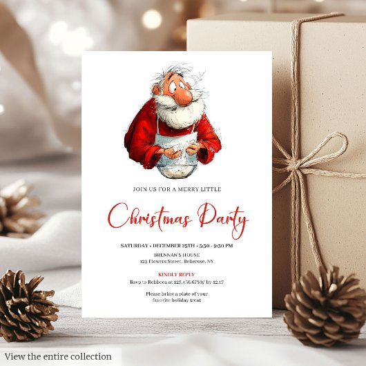 Waterverf Grappige Kerstman Calligrafie Kerstmis Kaart