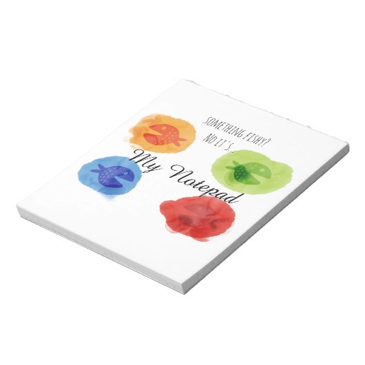 Waterverf Grappige Vis Iets Vis Notitieblok (Linkerzijde)