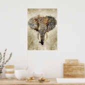 Waterverf  graslaag Schilderen van olifant Poster (Keuken)
