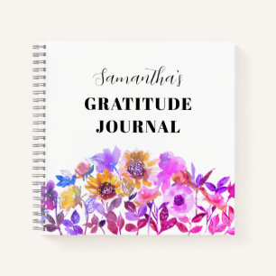 Waterverf Gratitude Journal Pink Floral Notitieboek