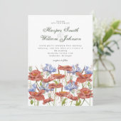 Waterverf grauwe bloemen bruiloft kaart (Staand voorkant)