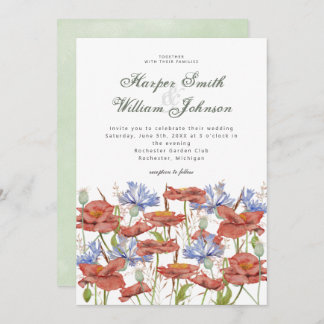 Waterverf grauwe bloemen bruiloft kaart