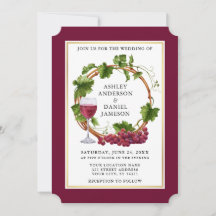 Waterverf Grauwe wijnstokken Wreath Burgundy Weddi