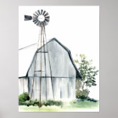 Waterverf Gray Barn Poster (Voorkant)