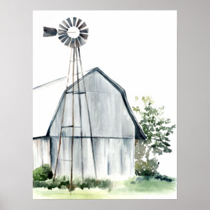 Waterverf Gray Barn Poster
