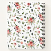 Waterverf Gray Cat Floral Quote & Monogram Notitieboek (Achterkant)
