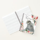 Waterverf Gray Cat Floral Quote & Monogram Notitieboek (Binnen)