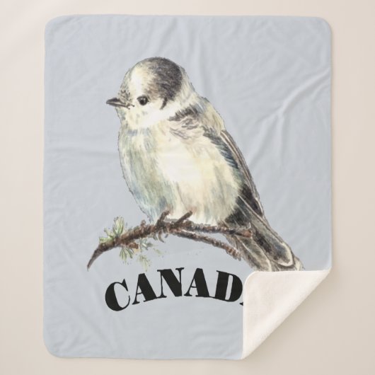 Waterverf Gray Jay Bird Canada National Bird Sherpa Deken (Voorkant)