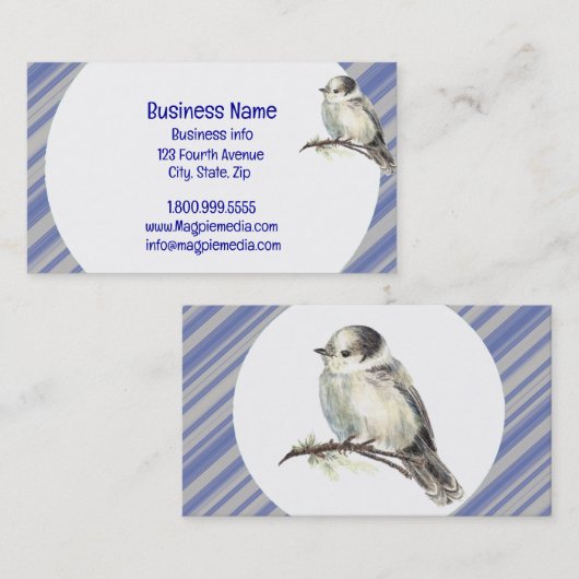 Waterverf Gray Jay Bird Wildlife Natuur Art Visitekaartje (Voorkant / Achterkant)