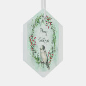 Waterverf Gray Jay Bird WreatKerstmis Glas Ornament (Voorkant Rechts)