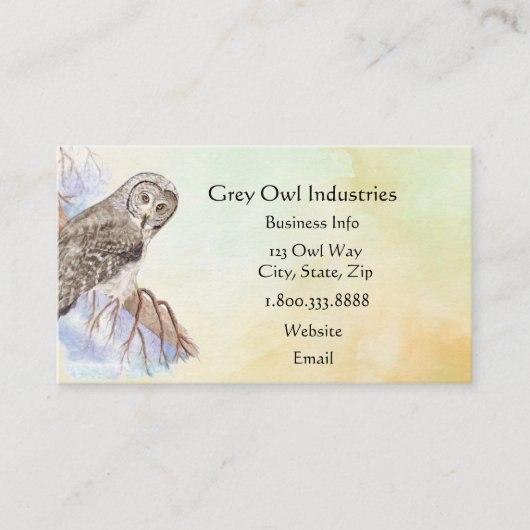 Waterverf Gray Owl Industries Bird Visitekaartje (Voorkant)