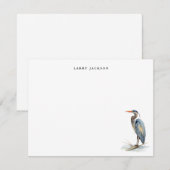 Waterverf Great Blue Heron Bird gepersonaliseerde  Notitiekaartje (Voorkant / Achterkant)