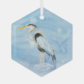 Waterverf Great Blue Heron Bird Glas Ornament (Voorkant)