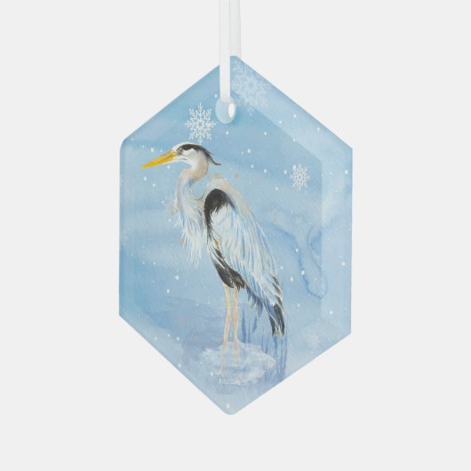 Waterverf Great Blue Heron Bird Glas Ornament (Voorkant links)