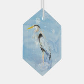 Waterverf Great Blue Heron Bird Glas Ornament (Voorkant Rechts)