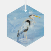 Waterverf Great Blue Heron Bird Glas Ornament (Achterkant)