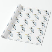 Waterverf Great Blue Heron Bird Natuur Design Cadeaupapier (Uitgerold)