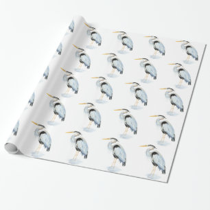 Waterverf Great Blue Heron Bird Natuur Design Cadeaupapier