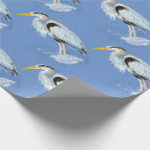 Waterverf Great Blue Heron Bird Natuur Pattern Cadeaupapier (Hoek)