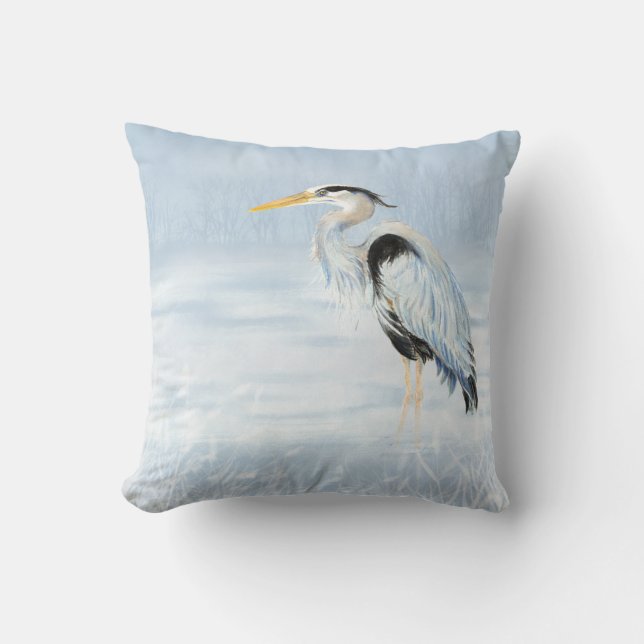 Waterverf Great Blue Heron Bird natuur wildlife Kussen (Voorkant)
