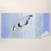 Waterverf Great Blue Heron Bird Natuur Wildlife Strandlaken (Voorkant)