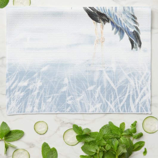 Waterverf Great Blue Heron Bird Theedoek (Gevouwen)
