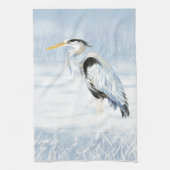 Waterverf Great Blue Heron Bird Theedoek (Verticaal)