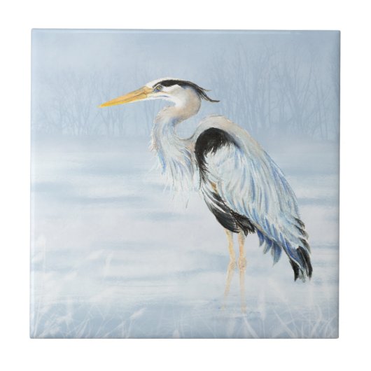 Waterverf - Great Blue Heron Bird Wildlife Art Tegeltje (Voorkant)
