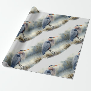 Waterverf Great Blue Heron Bird Wildlife Natuur Cadeaupapier