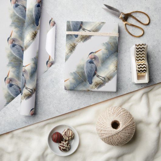 Waterverf Great Blue Heron Bird Wildlife Natuur Cadeaupapier (Crafts)