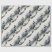 Waterverf Great Blue Heron Bird Wildlife Natuur Cadeaupapier (Vlak)