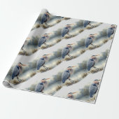 Waterverf Great Blue Heron Bird Wildlife Natuur Cadeaupapier (Uitgerold)