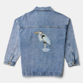 Waterverf Great Blue Heron Bird Wildlife Natuur Denim Jacket (Achterkant)