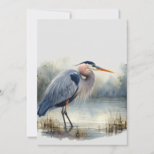 Waterverf Great Blue Heron Bird Wildlife Natuur Kaart (Voorkant)