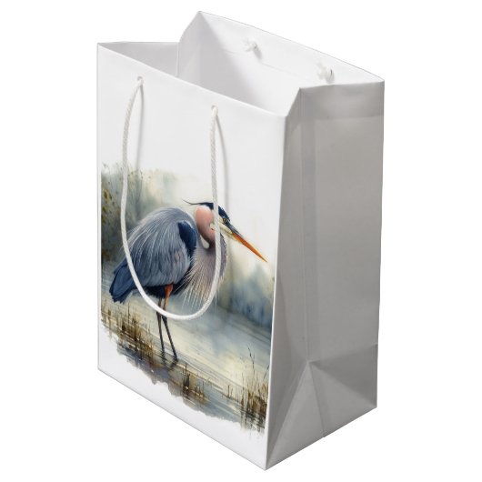Waterverf Great Blue Heron Bird Wildlife Natuur Medium Cadeauzakje (Achterkant Gekanteld)