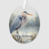 Waterverf Great Blue Heron Bird Wildlife Natuur Ornament (voorkant)