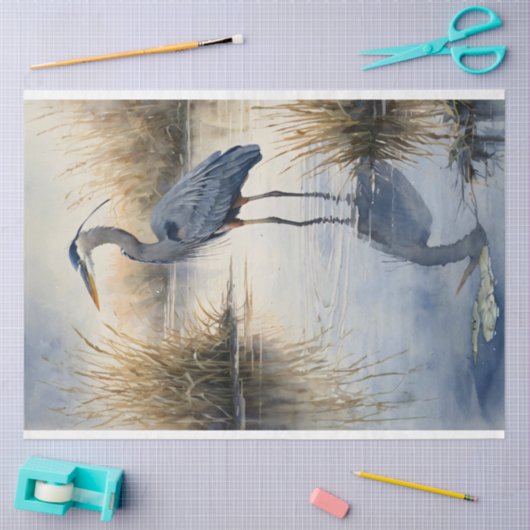 Waterverf Great Blue Heron Decoupage Tissuepapier (Craft)