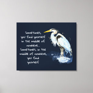 Waterverf Great Blue Heron Inspirerend Quote Canvas Afdruk
