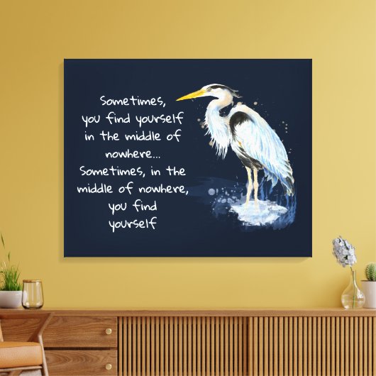 Waterverf Great Blue Heron Inspirerend Quote Canvas Afdruk (Insitu (Woonkamer))