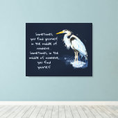 Waterverf Great Blue Heron Inspirerend Quote Canvas Afdruk (Insitu (Houten vloer))